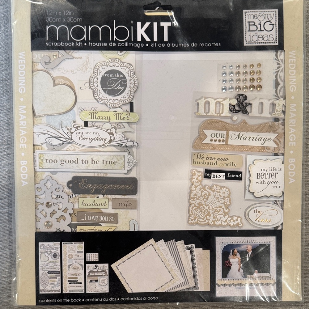 Mambi Wedding Scrapbook Kit with Cream and Gold Accents